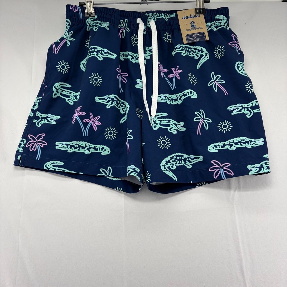 Chubbies The Neon Glades 5.5" Classic Swim Trunks Navy Neon Alligator Medium